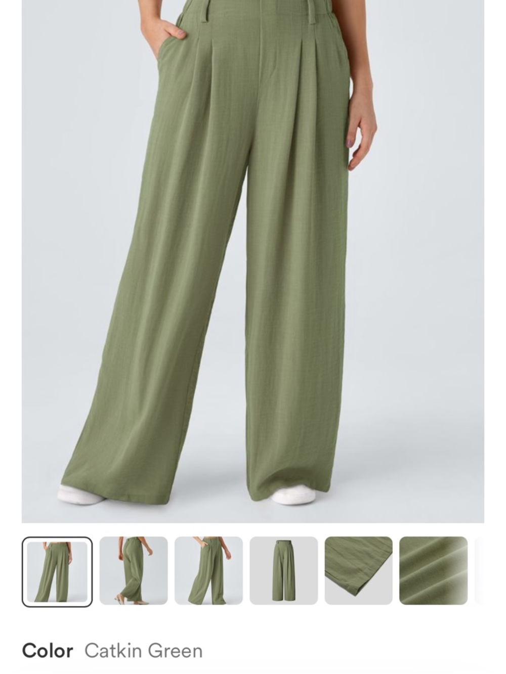 HALARA Catkin Green Wide-Leg High-Waist Pants